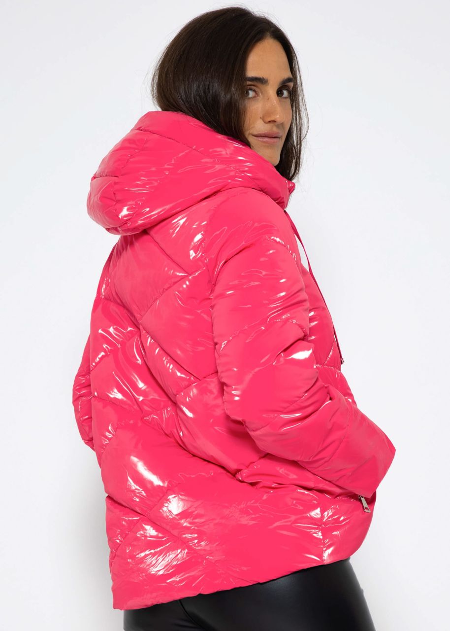 Puffer jacket with hood - pink