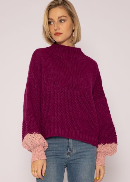 Ultra oversize sweater with wide sleeves, fuchsia
