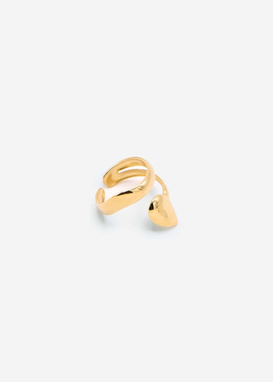 Spiral ring with droplet design - gold