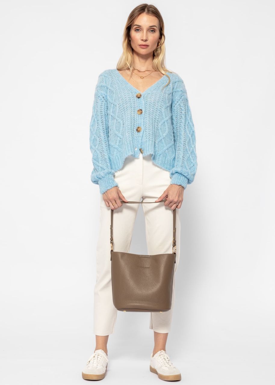 Oversized cardigan with cable knit pattern - light blue