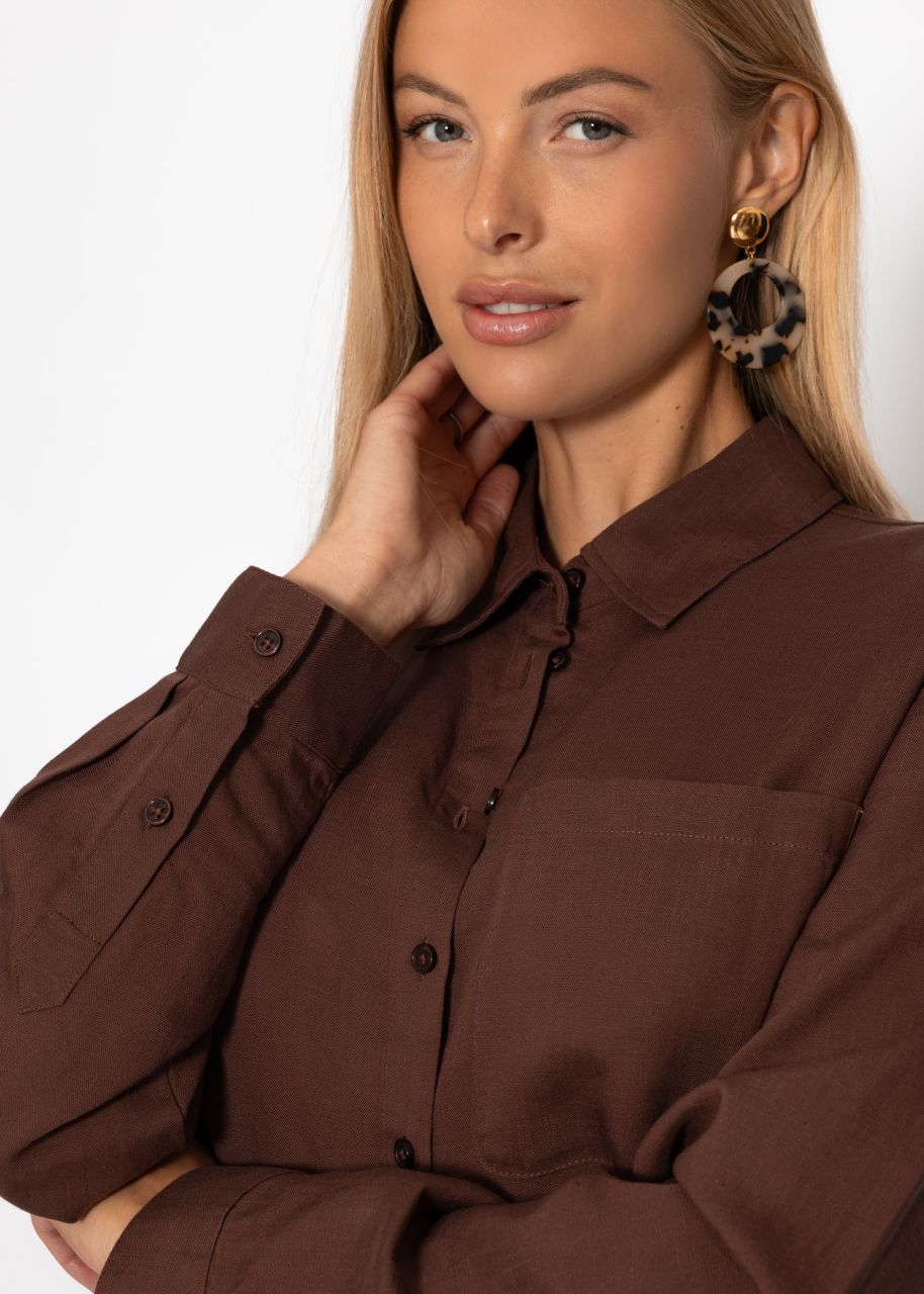 Linen shirt blouse - brown