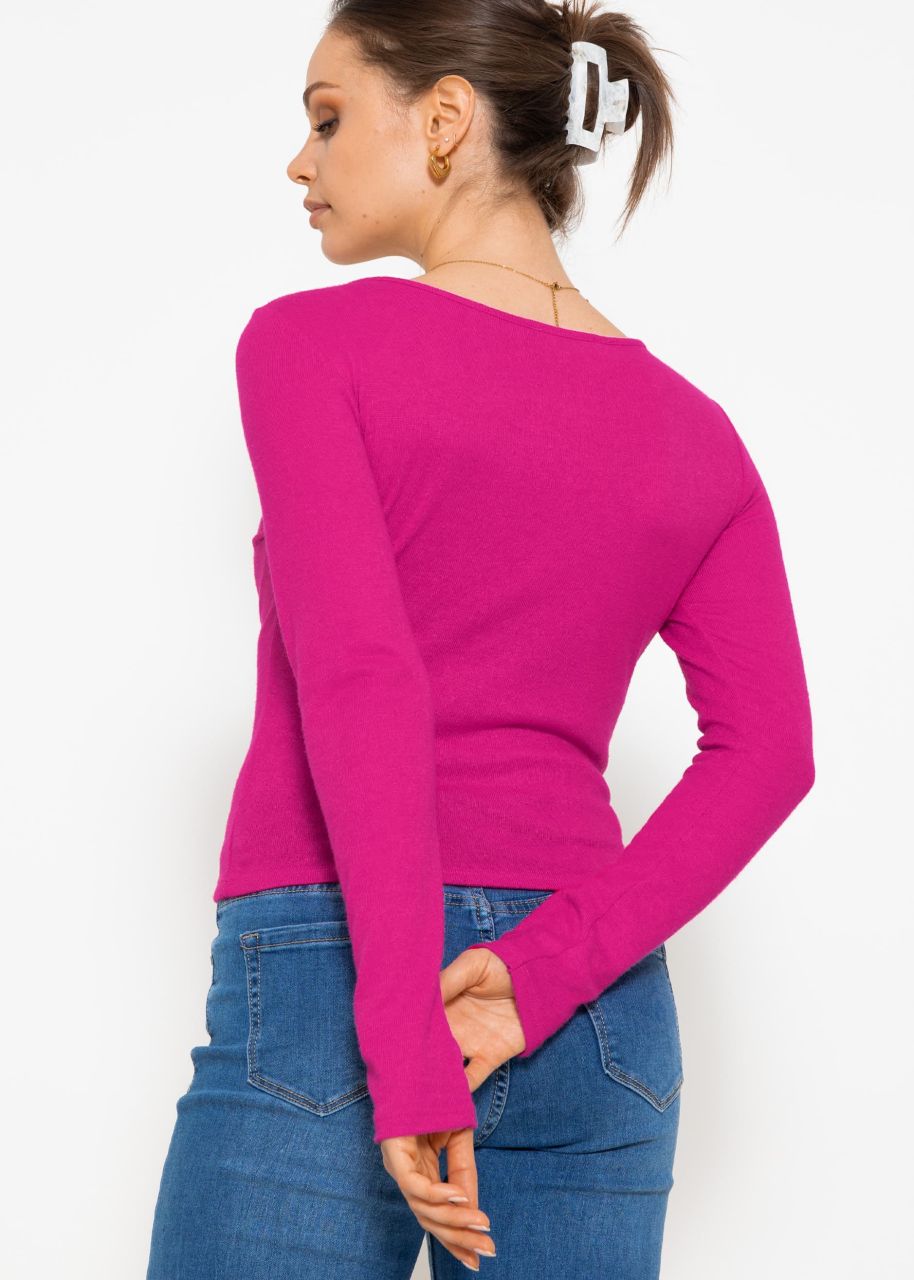 Long sleeve shirt with cut-out detail - pink