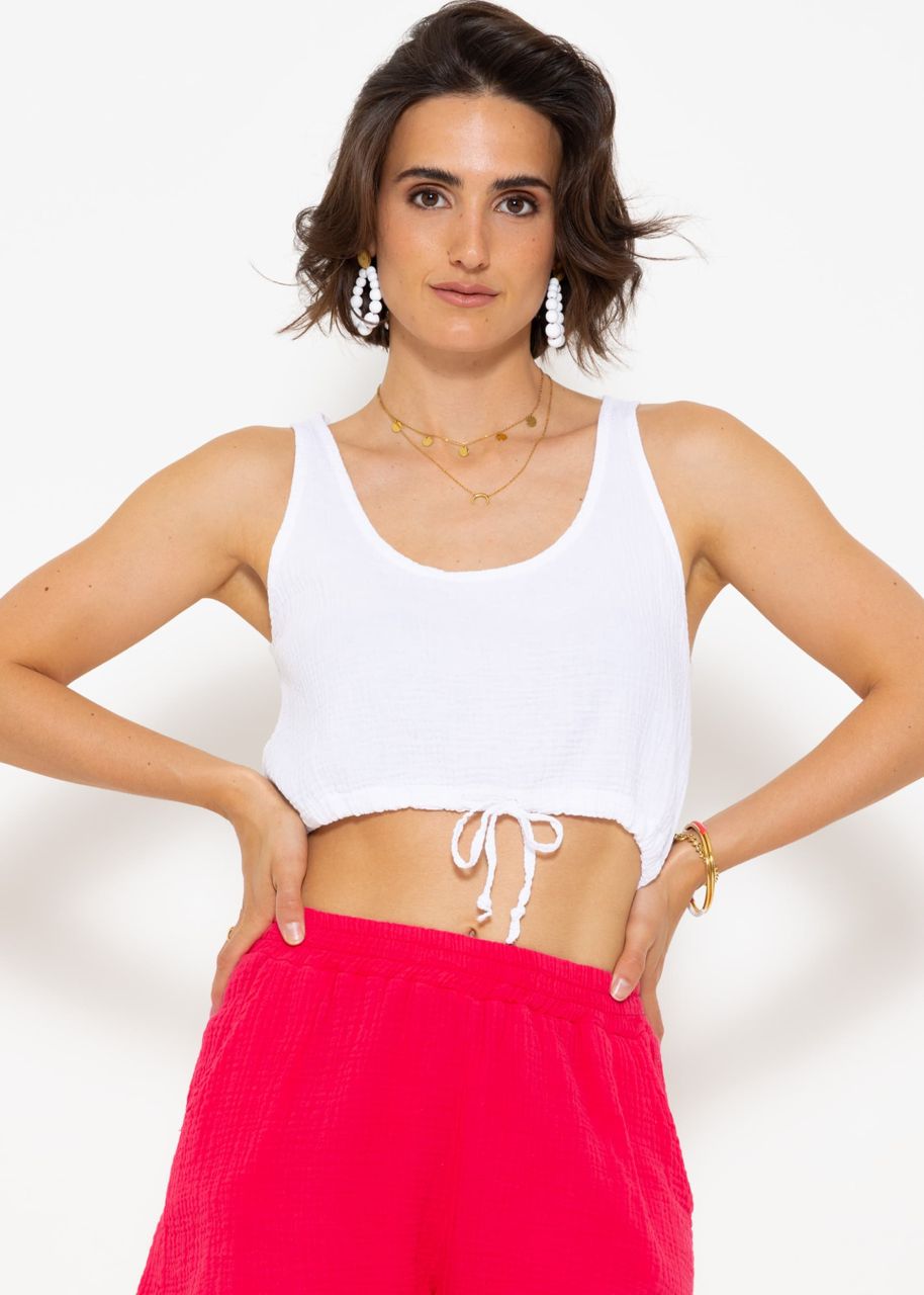 Muslin top with drawstring - white