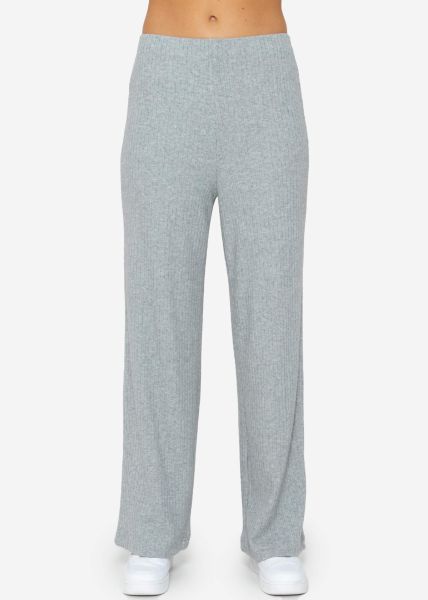 Wide leg ribbed trousers - grey