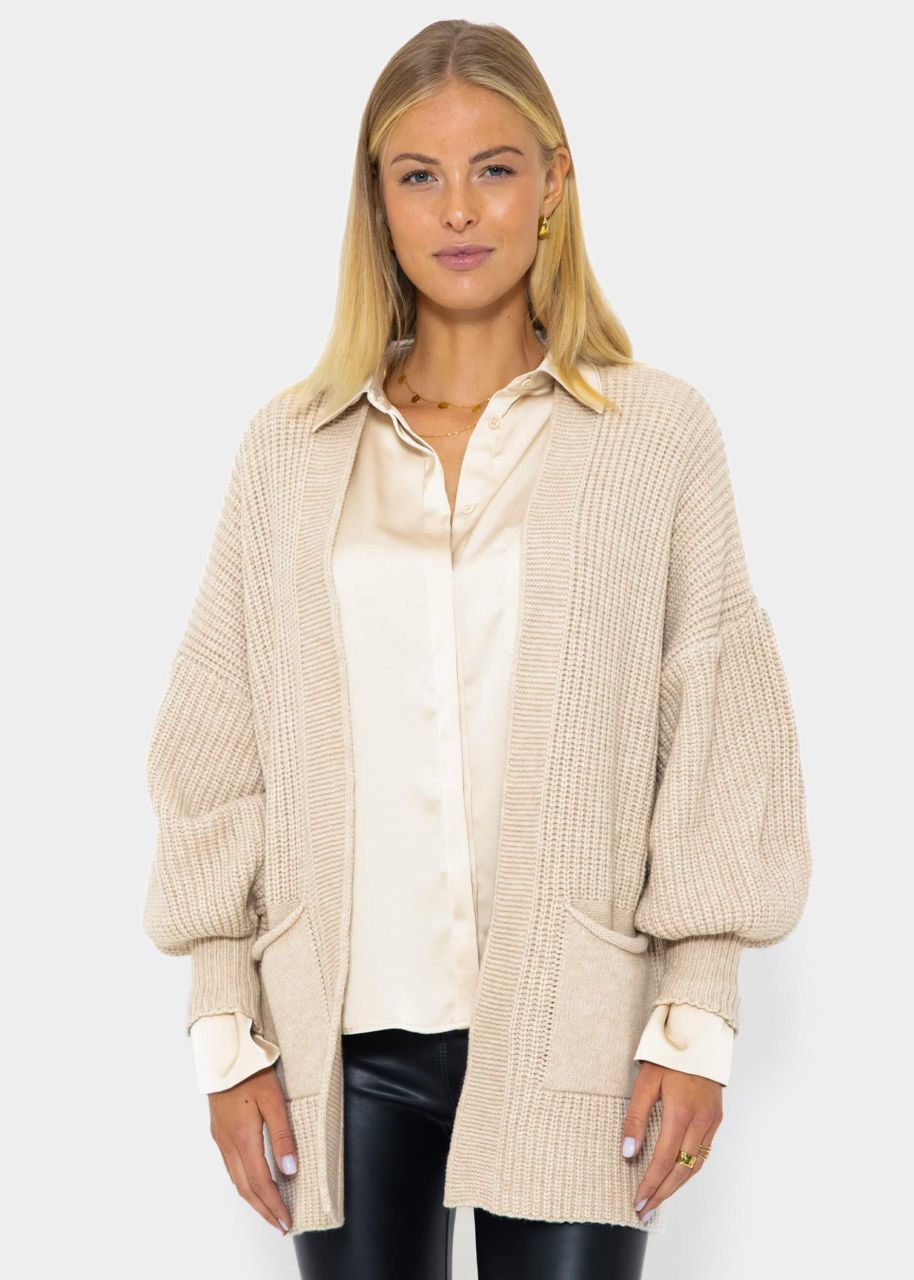 Soft knit cardigan with pockets - beige