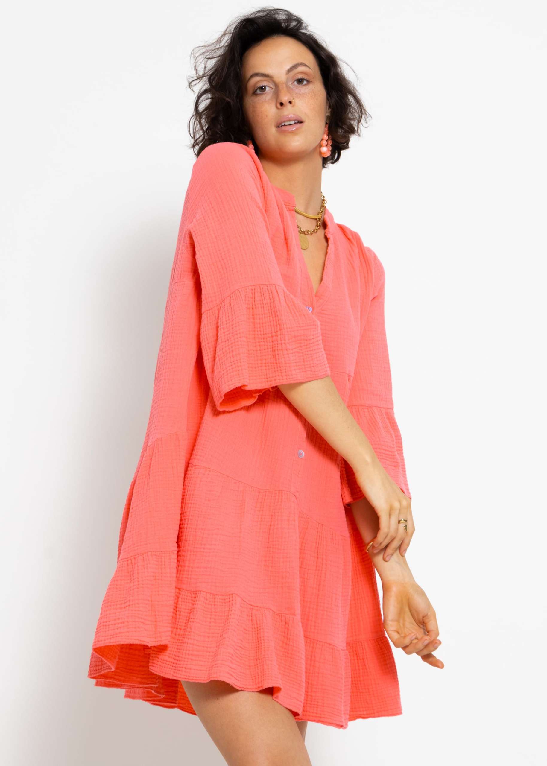 Muslin dress, coral