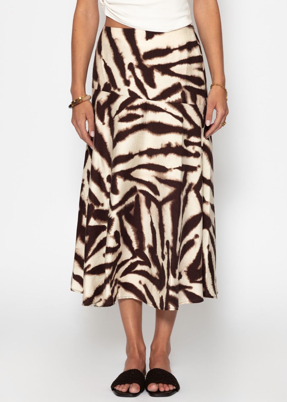 Maxi skirt with print - brown