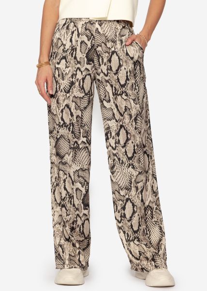 Satin trousers with snake print - brown