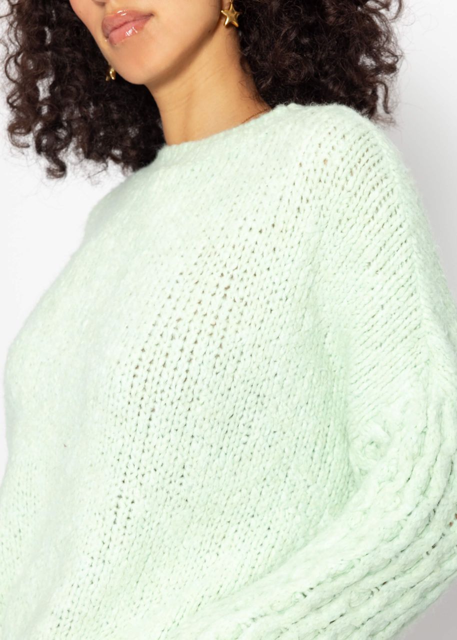 Fluffy knitted sweater - sage green