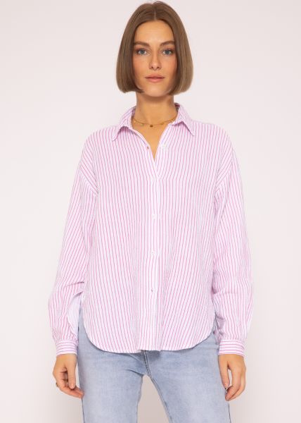 Muslin blouse, pink striped, offwhite