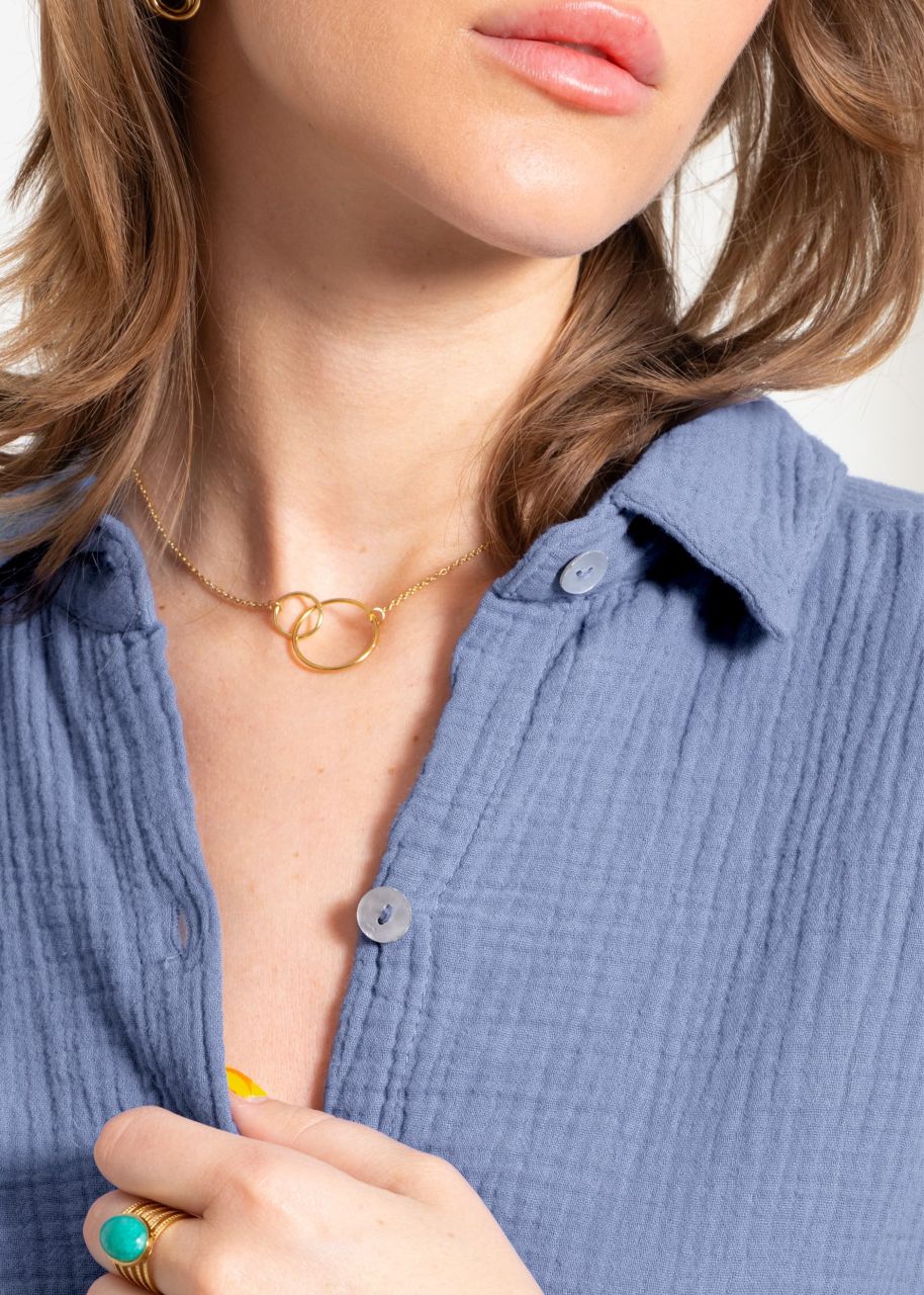 Necklace with 2 circles, gold