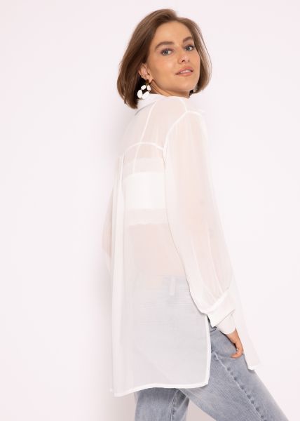 Long, flowing chiffon blouse, white