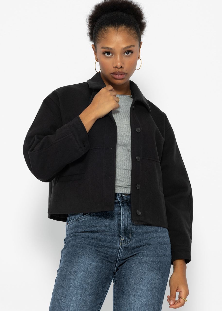 Short jacket with inner lining - black