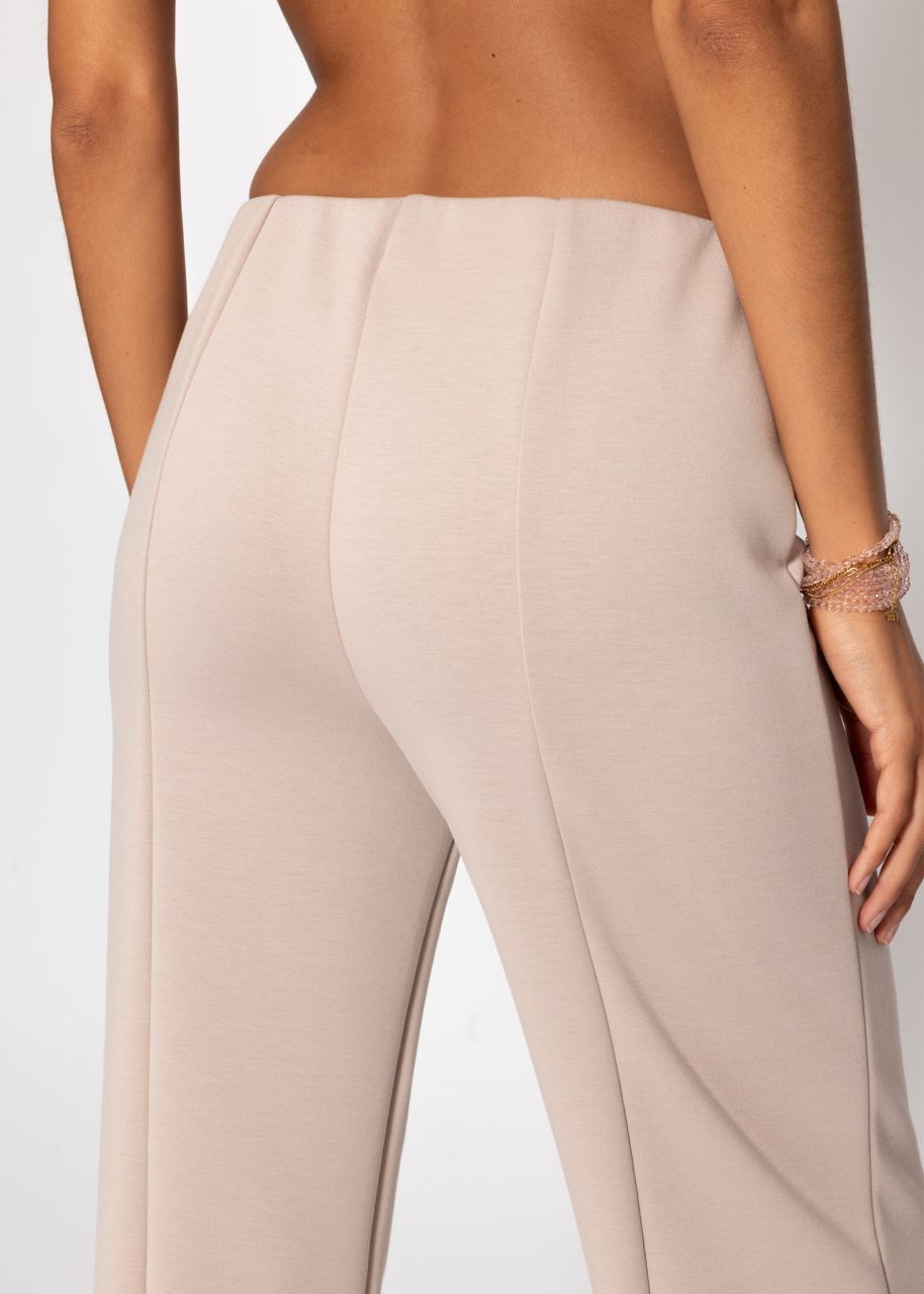Highwaist trousers with straight leg and decorative stitching - beige