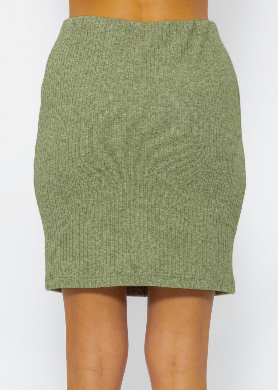 Ribbed short skirt - khaki