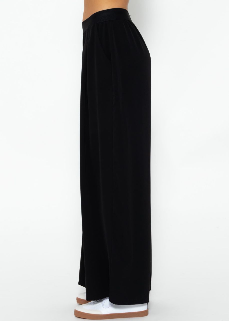 Flowing slip-on trousers with elastic waistband - black