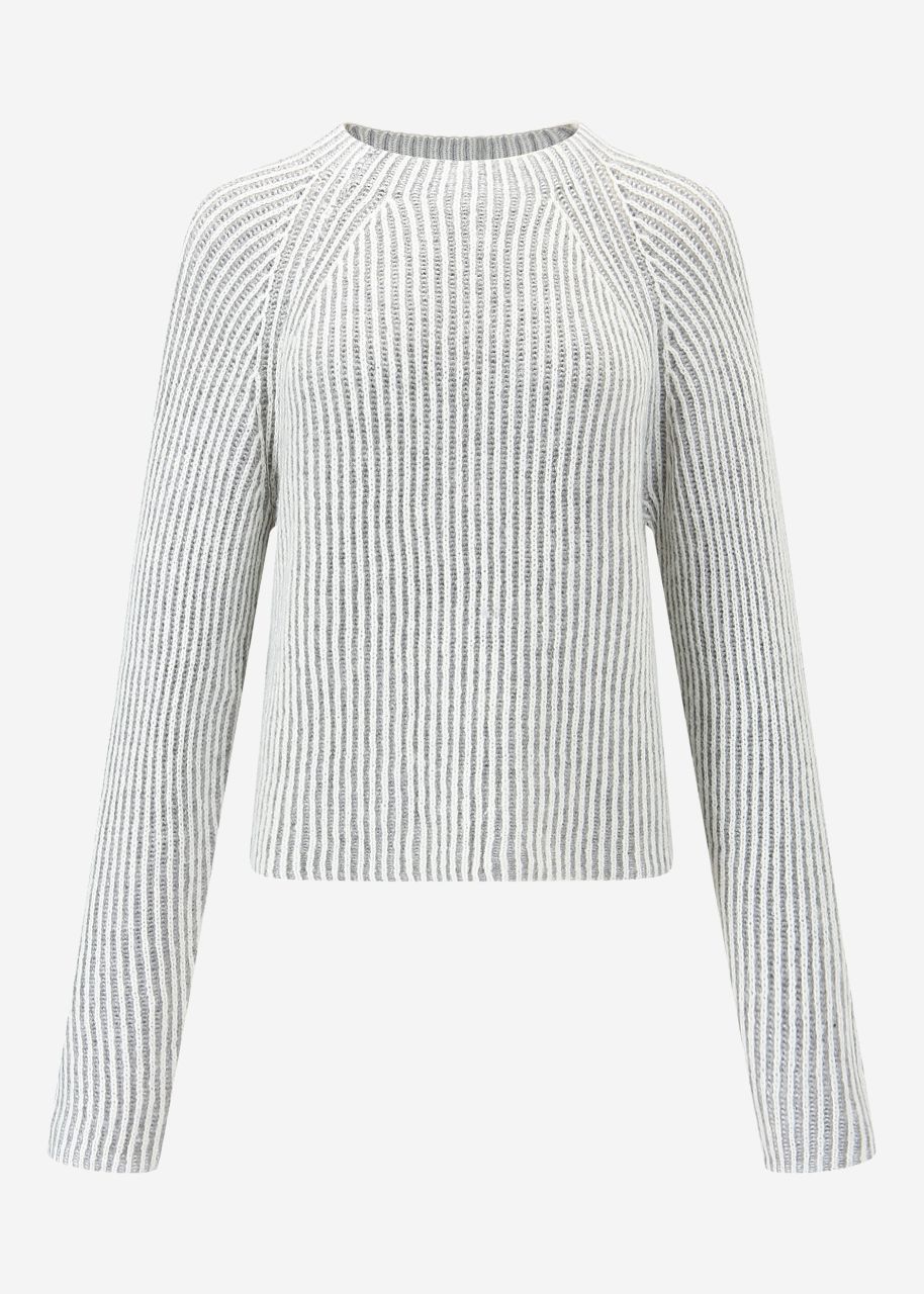 Two-tone ribbed jumper - offwhite-grey