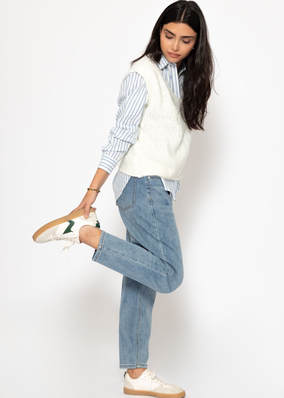 Striped shirt blouse - blue