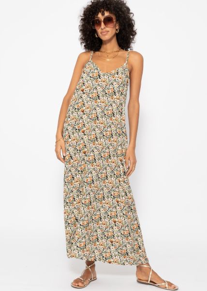 Maxi dress with floral print - khaki