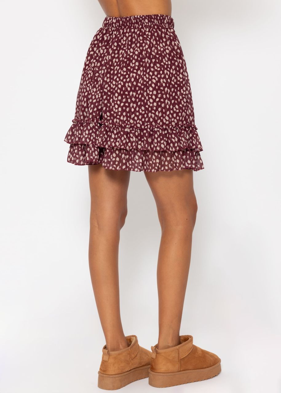 Flouncy skirt with ruffles - burgundy