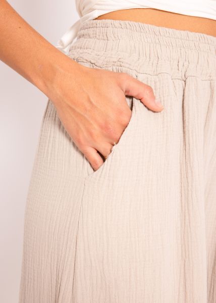 Muslin Pants with wide leg, light beige