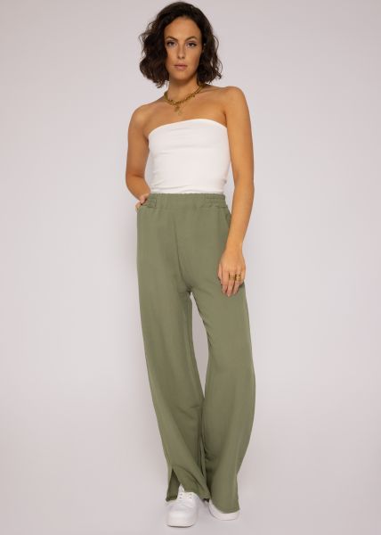 Slip pants in viscose, khaki