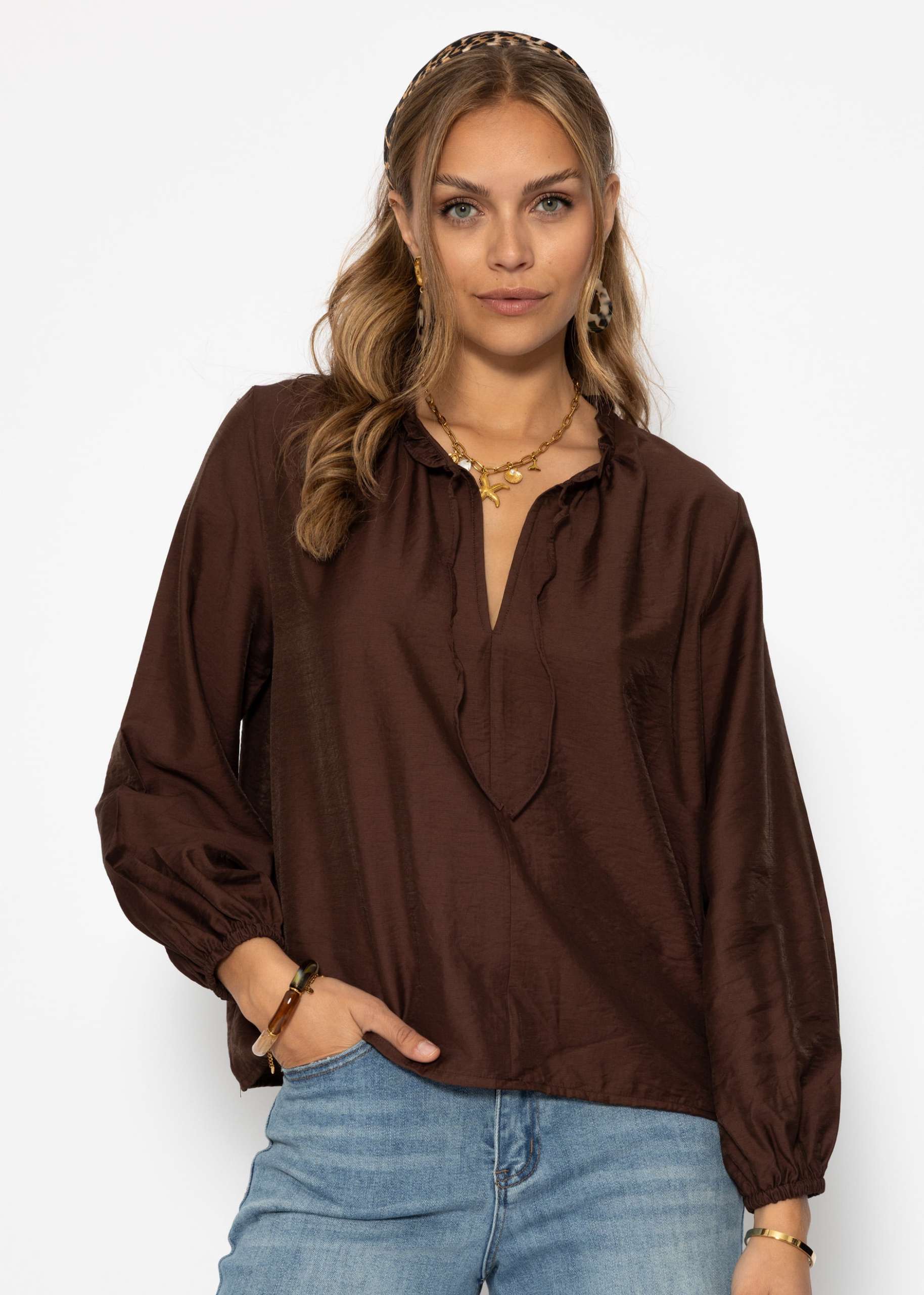 Slip-on blouse - brown