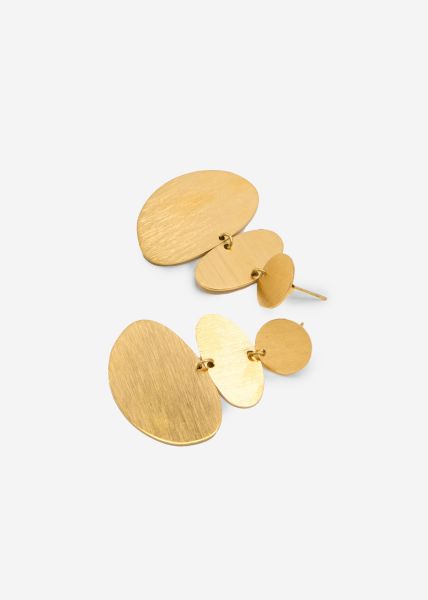Multi-level stud earrings with platelets - gold