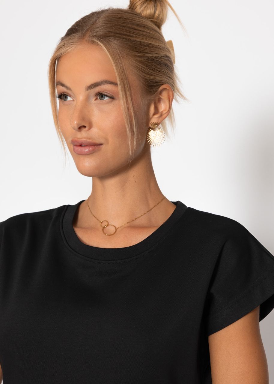 Long sweat dress with slit - black