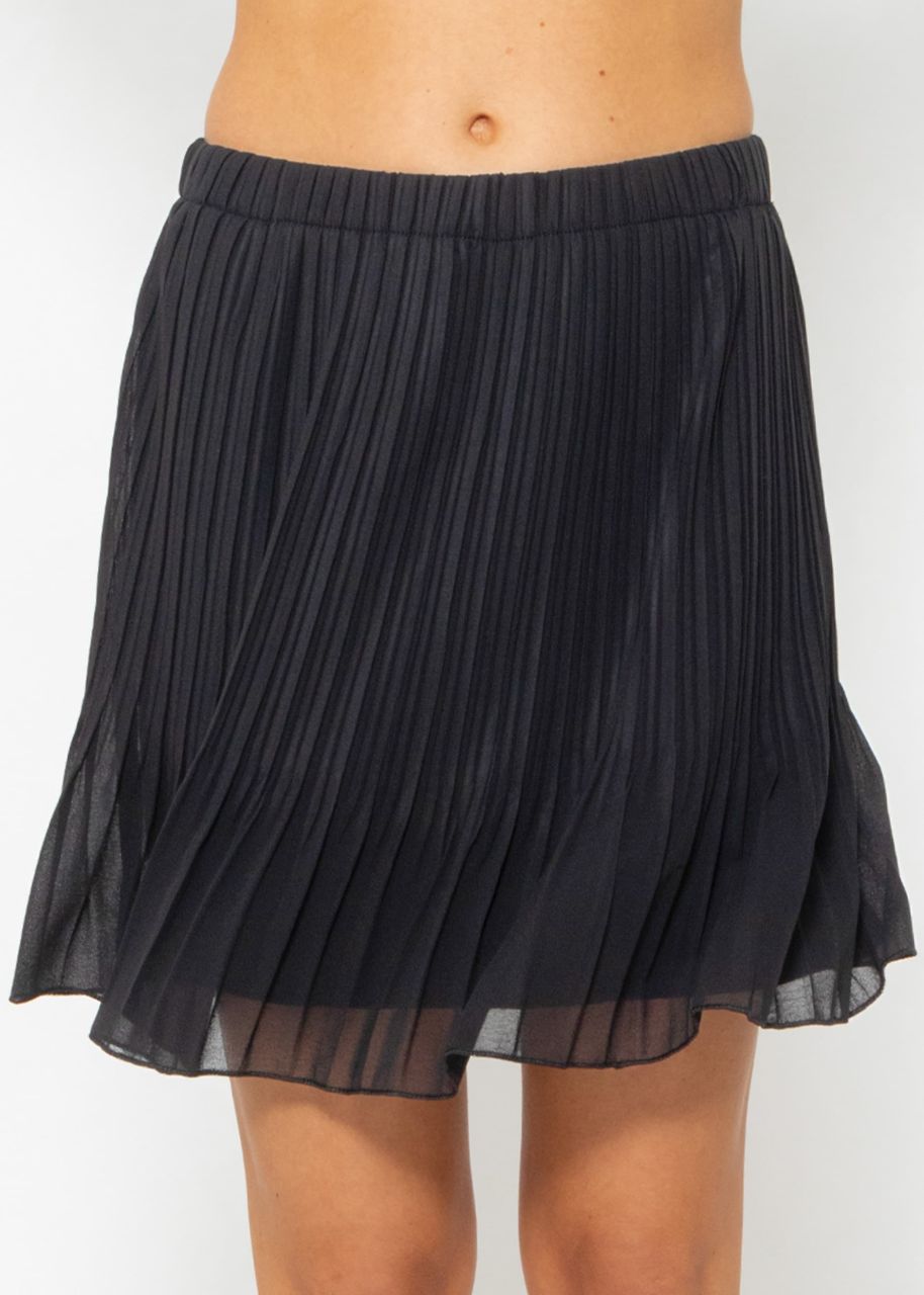 Pleated chiffon skirt, black