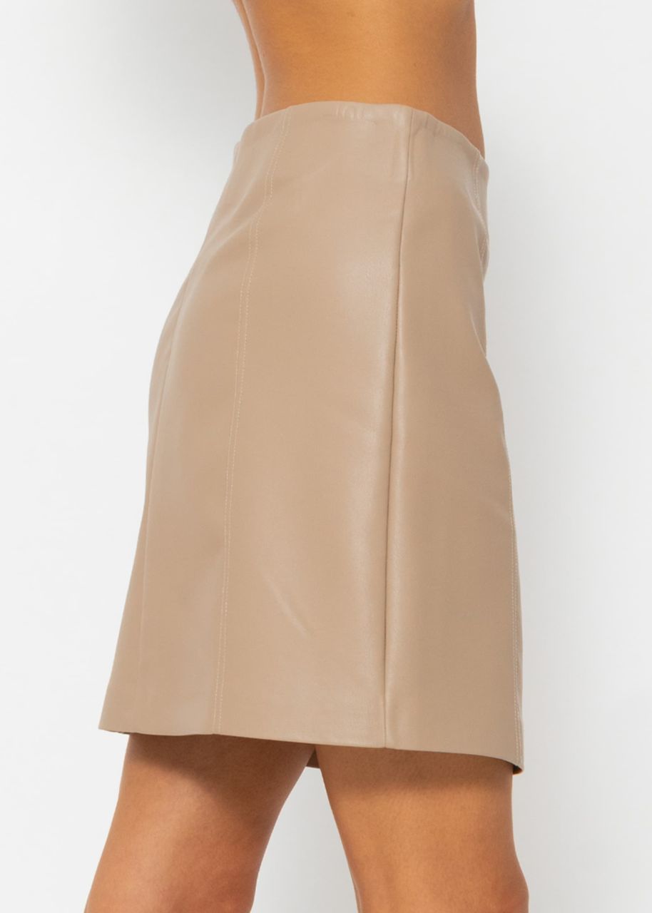 Faux leather skirt - beige