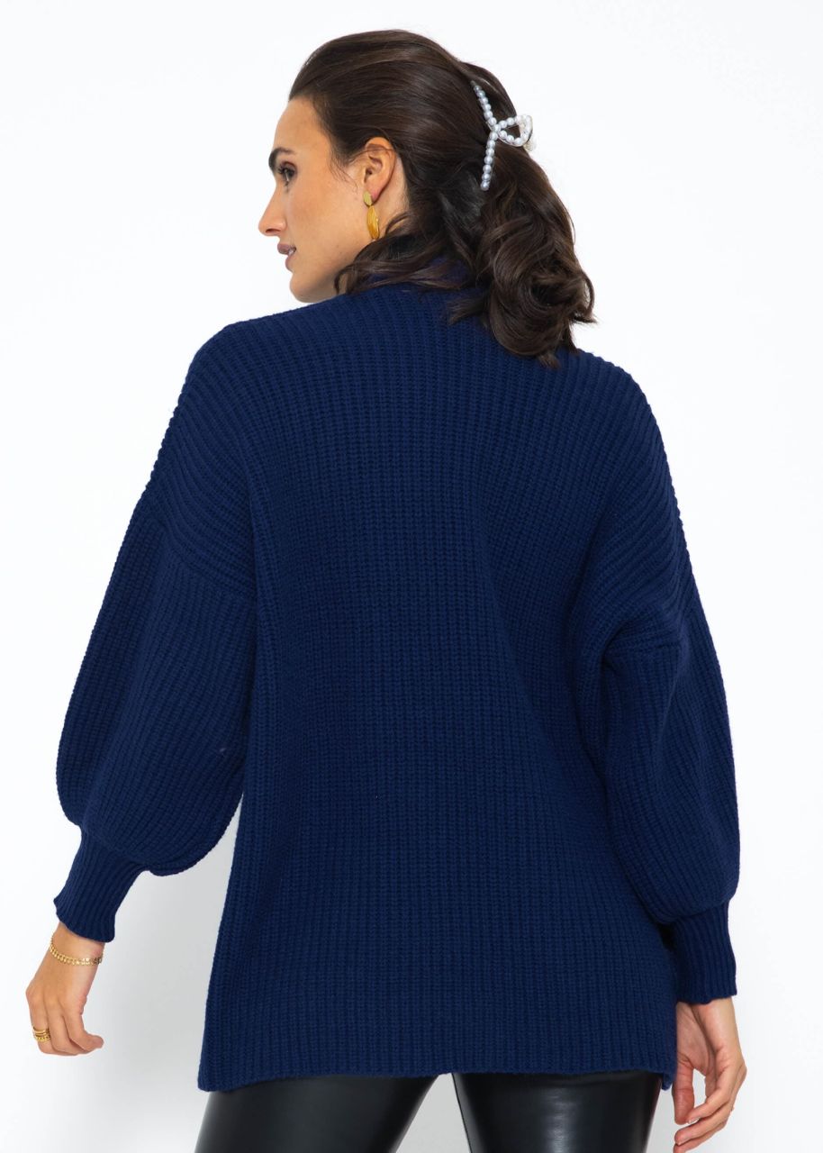 Soft knit cardigan with pockets - dark blue