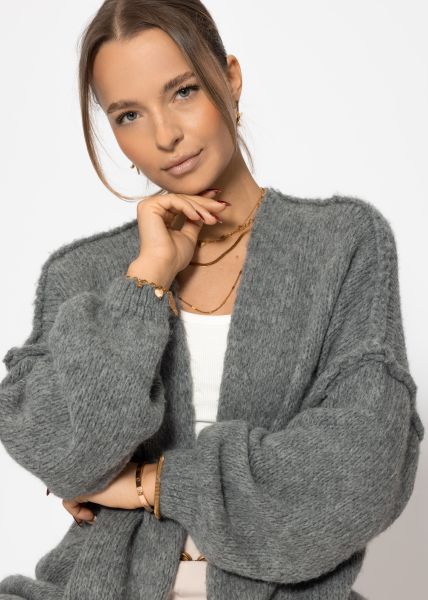 Casual cardigan with outer seams - dark grey