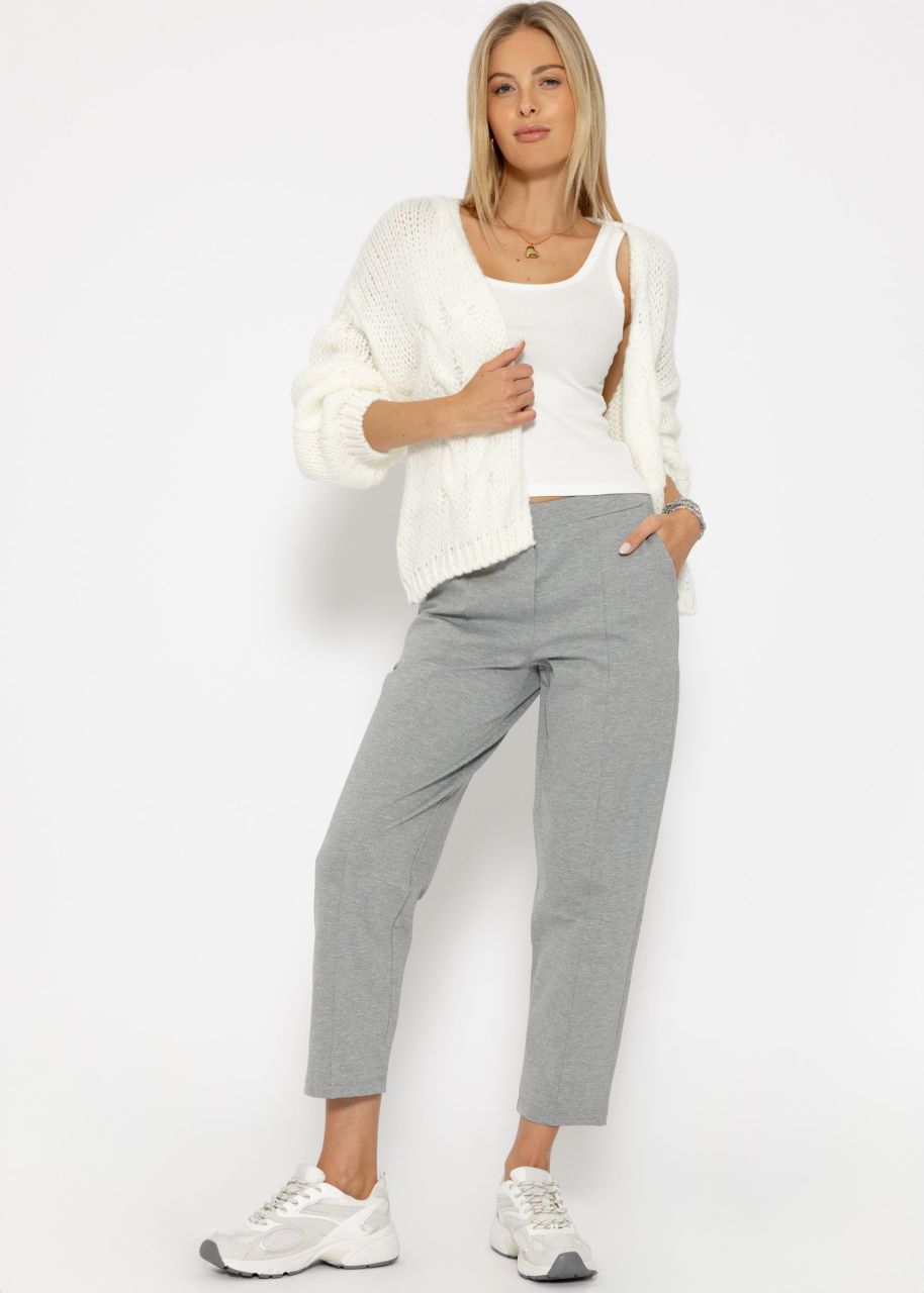 Short cardigan with cable knit pattern - offwhite