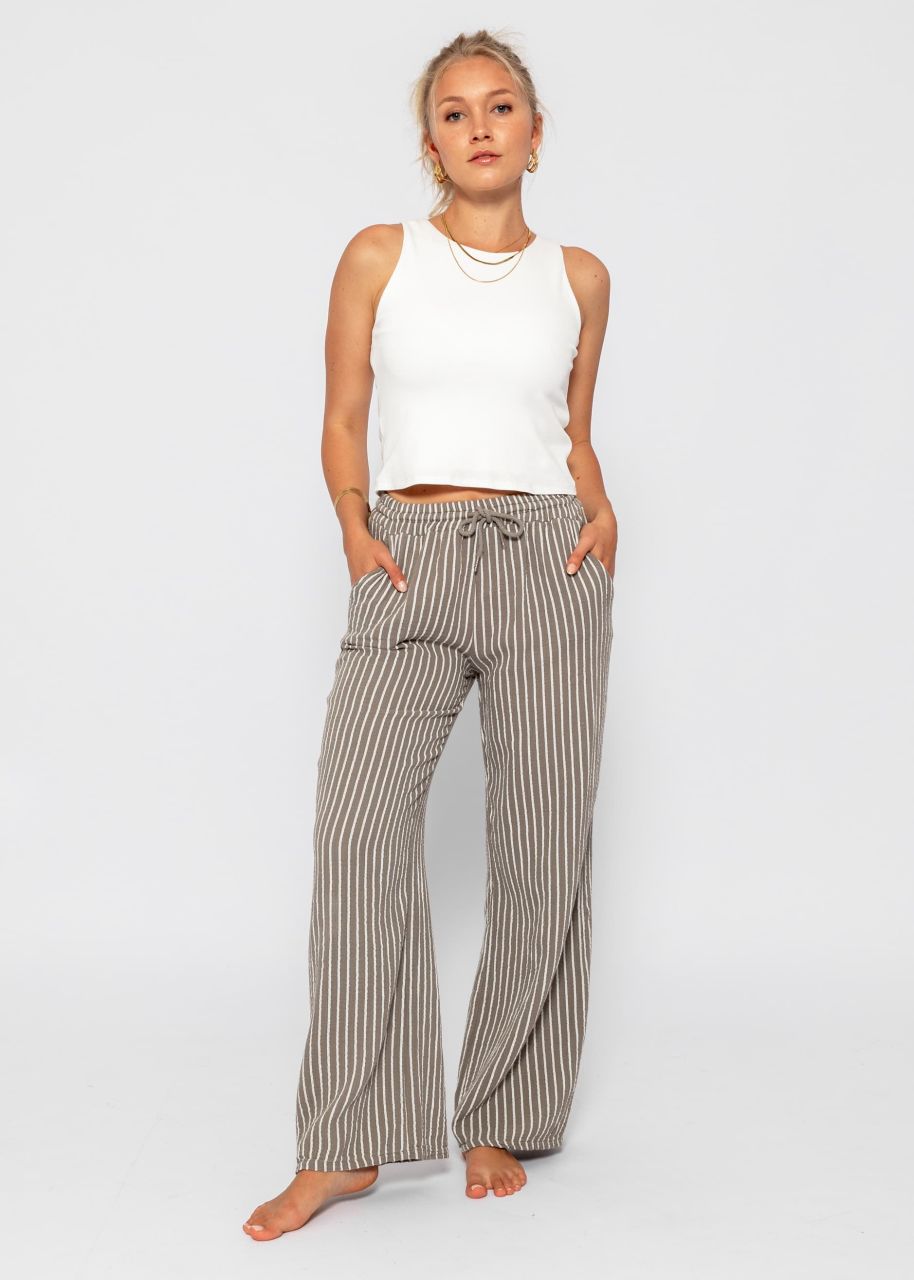 Striped muslin pants - taupe