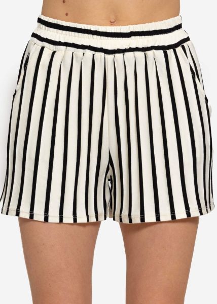 Jersey shorts, striped, offwhite-black