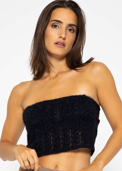 Bandeau top in extravagant lace - black