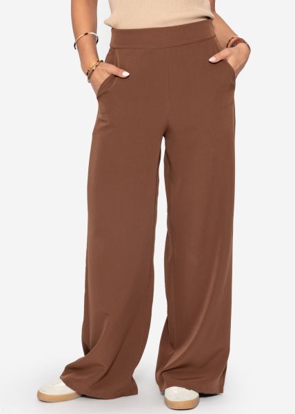 Highwaist fabric trousers - brown