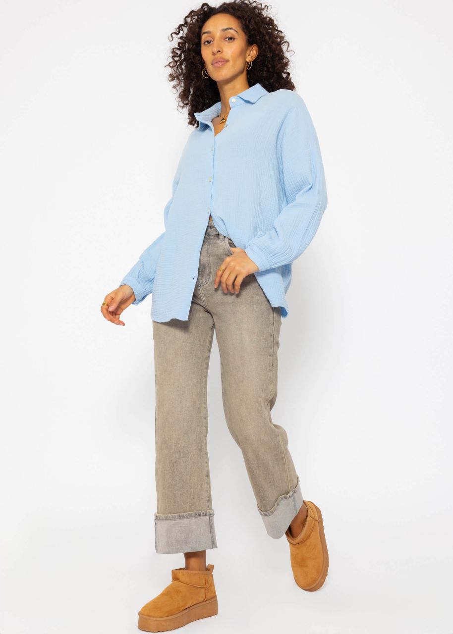 Regular fit muslin blouse - light blue