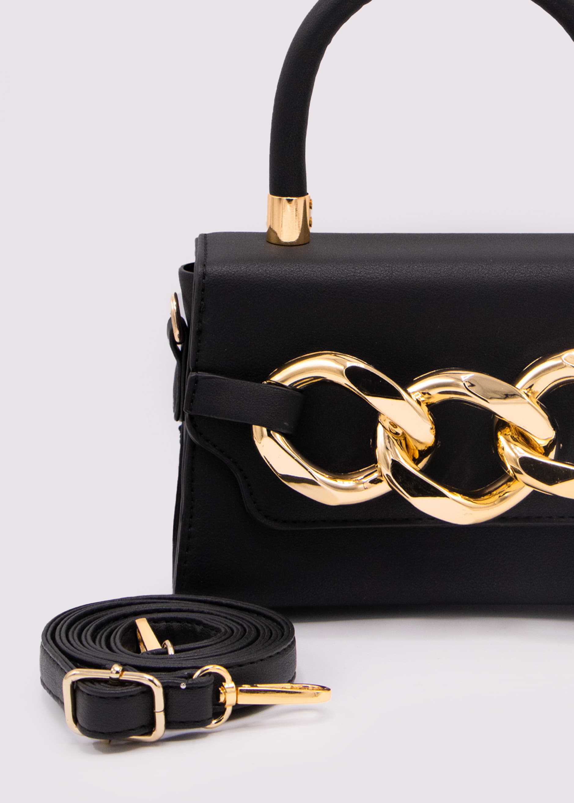 Bag with chain detail, black, Handbags, Bags