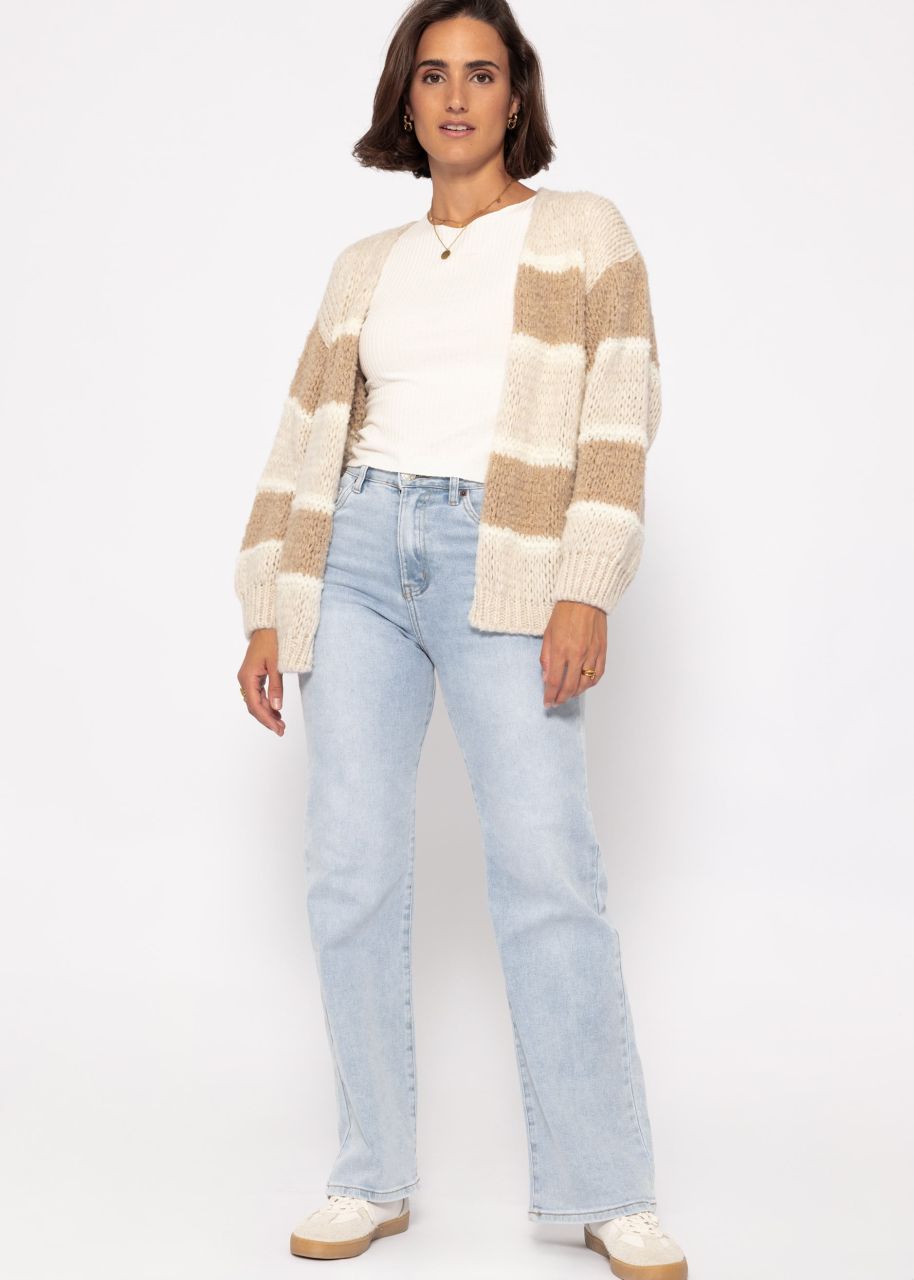 Cardigan in stripe design - beige