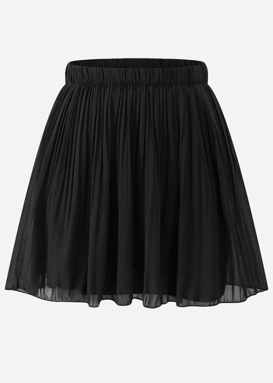 Pleated chiffon skirt, black