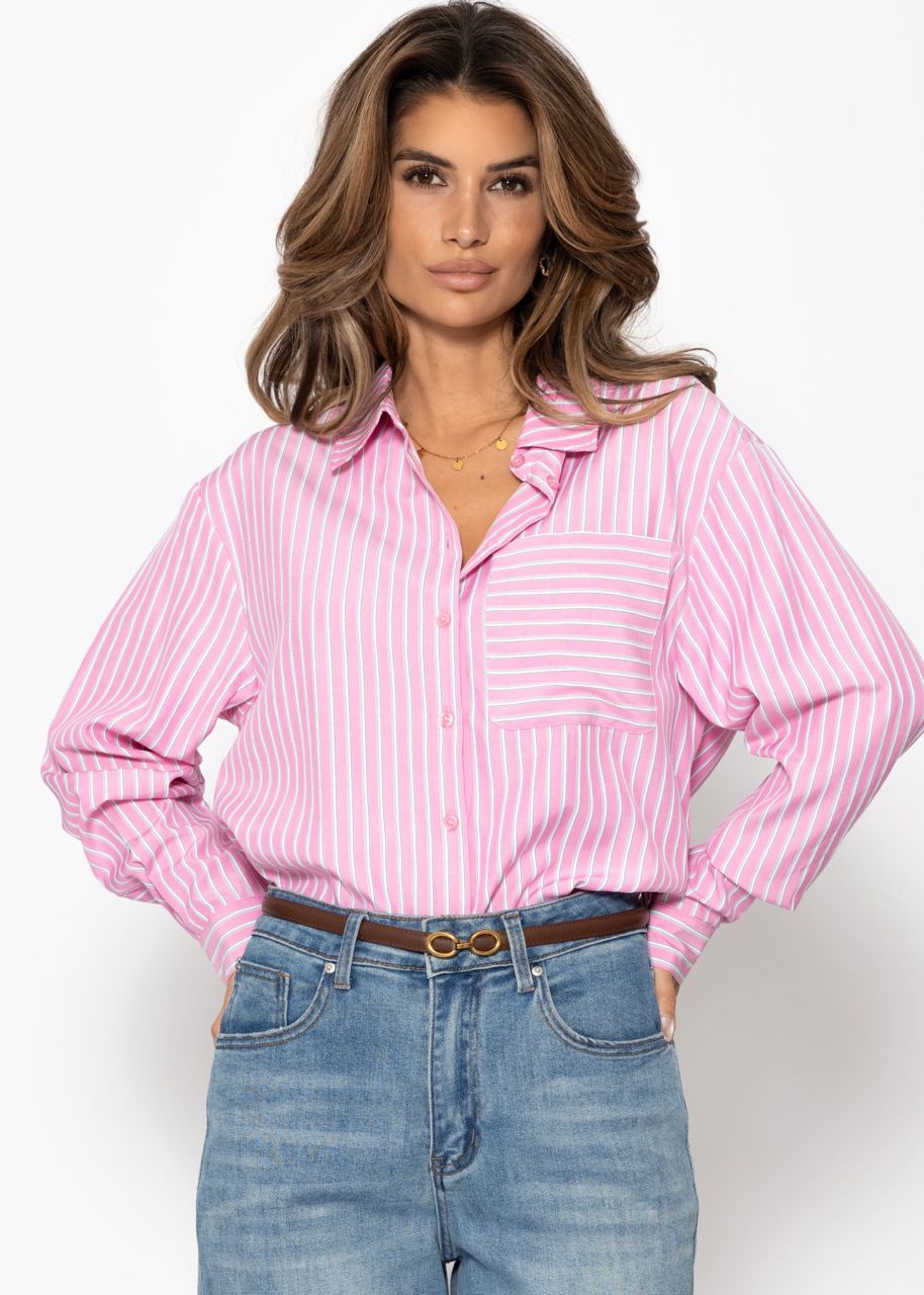 Striped shirt blouse - pink