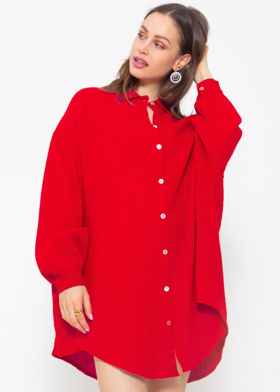 Muslin blouse oversize, red