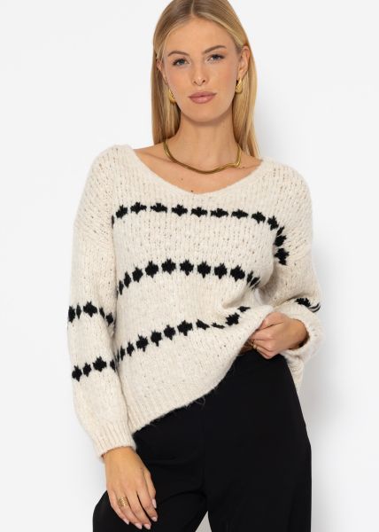 Jumper with fantasy stripe pattern - offwhite