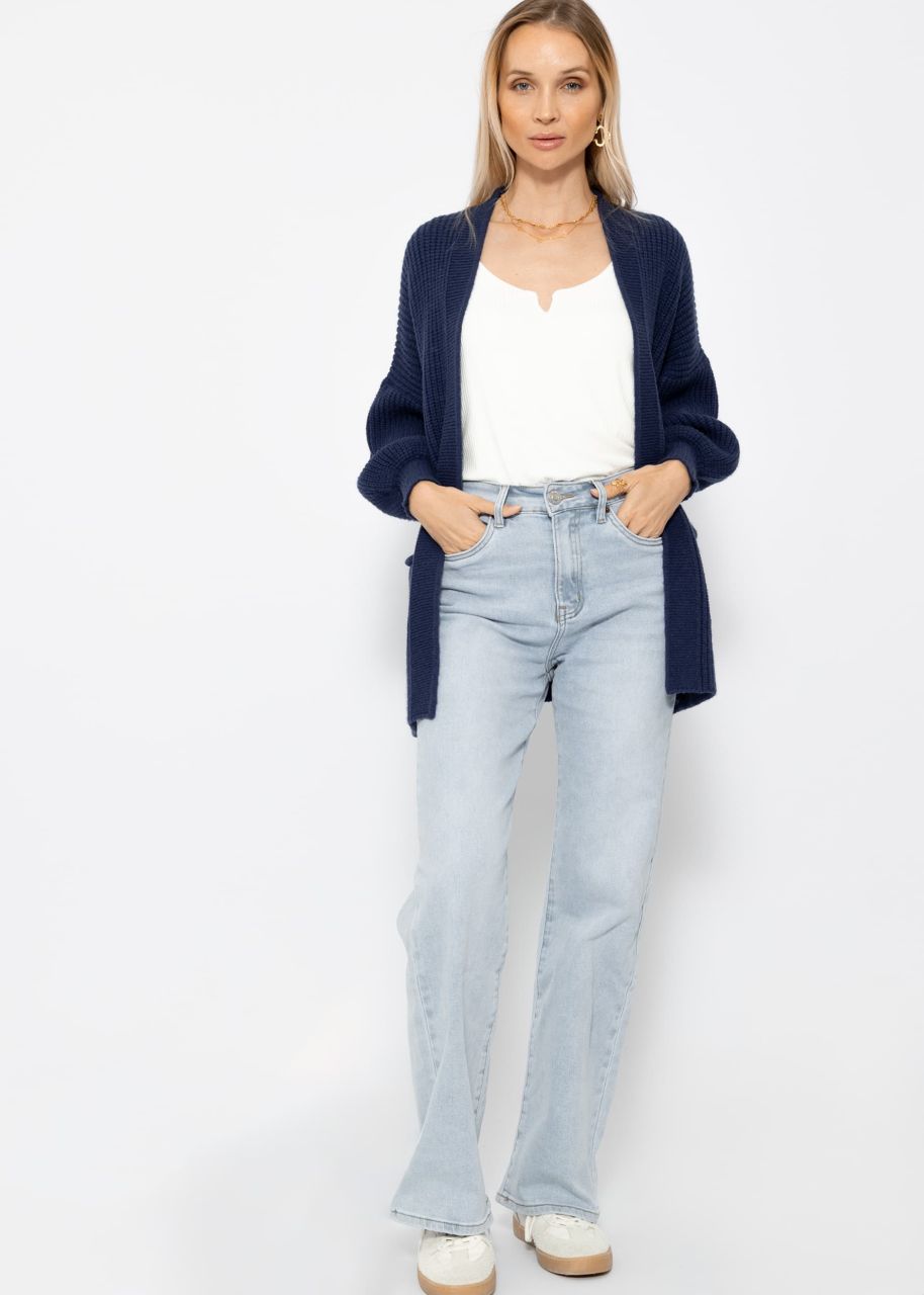 Soft knit cardigan with pockets - dark blue
