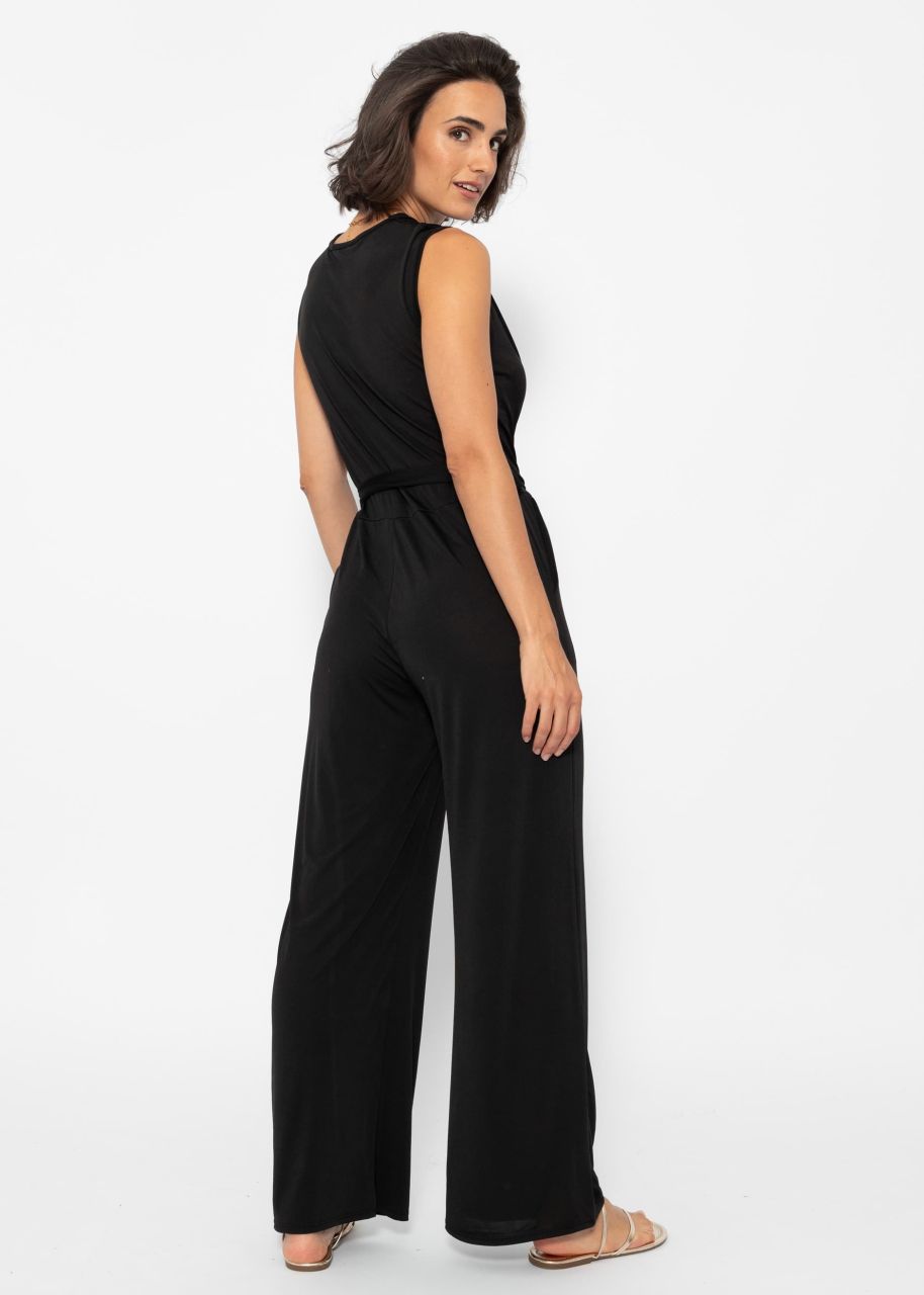 Flowing jersey jumpsuit - black