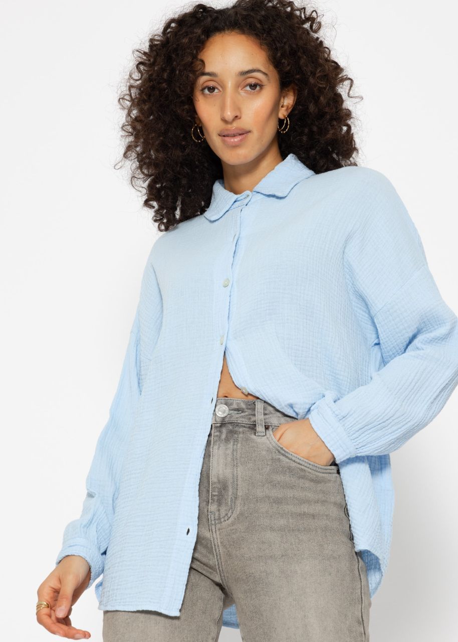 Regular fit muslin blouse - light blue