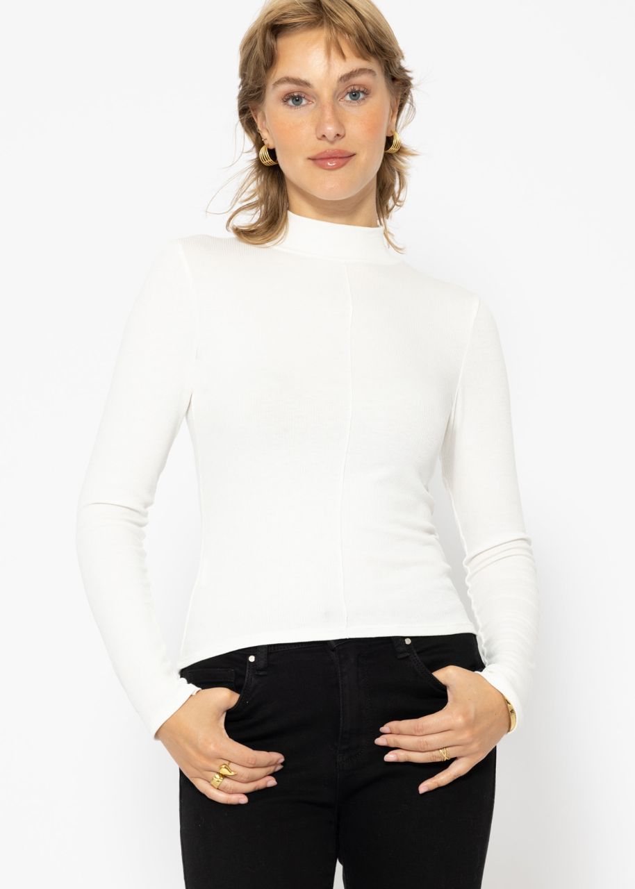 Long-sleeved shirt with turtleneck - offwhite