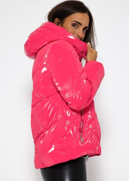 Puffer jacket with hood - pink